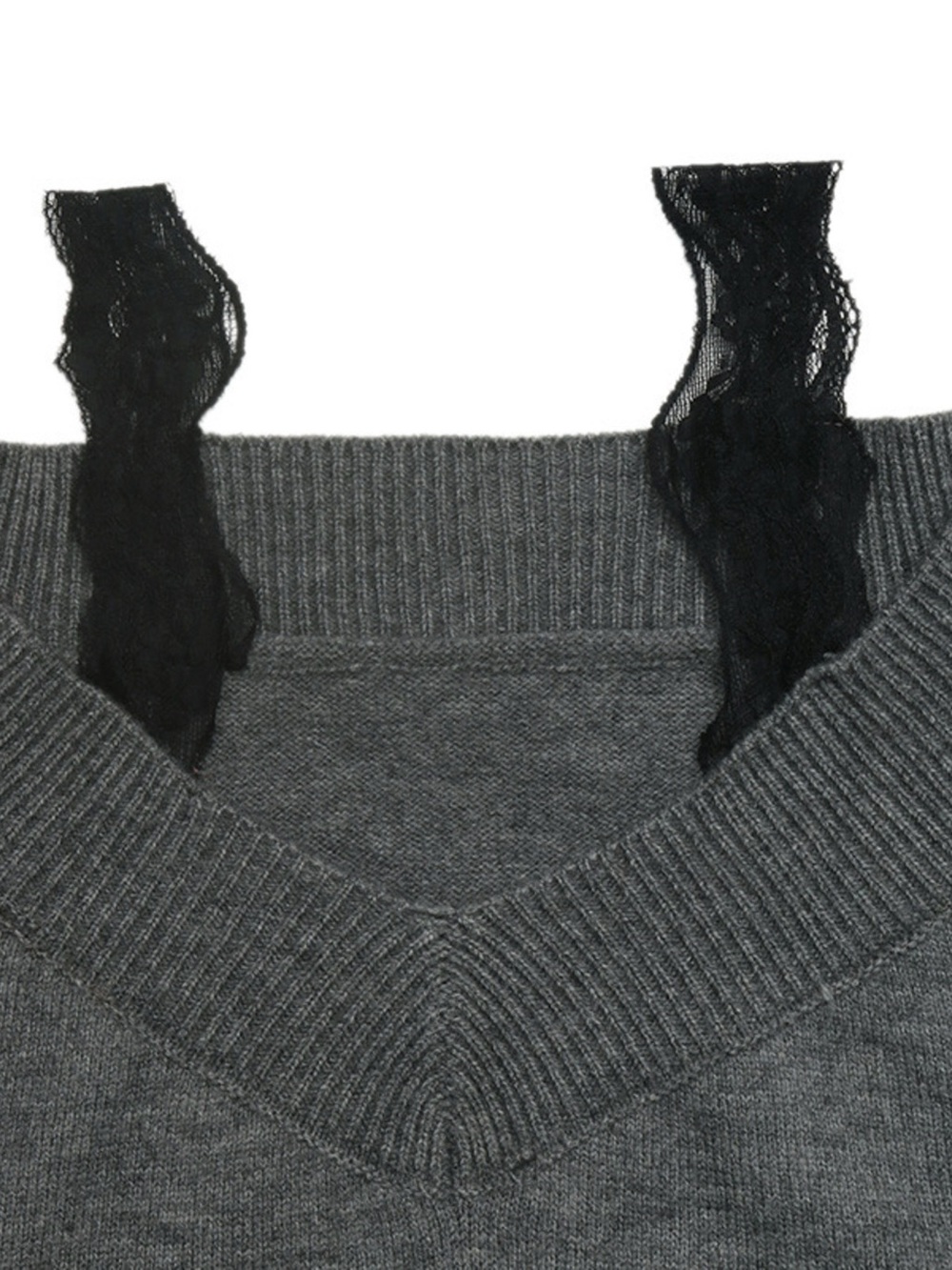 Off-Shoulder Lace Trim Sweater - Picture 11 of 14